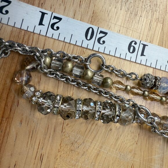 Loft Layered Necklace Set With Silver-Tone Chains & Glass Beads Long - Picture 10 of 10